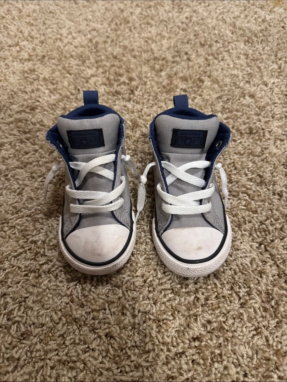 Converse Kids Gray and Navy Canvas High-Top Style Sneakers